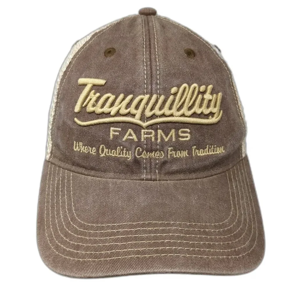 Legacy Trucker Hat Brown One Size Tranquillity Farms Allamuchy NJ American Flag